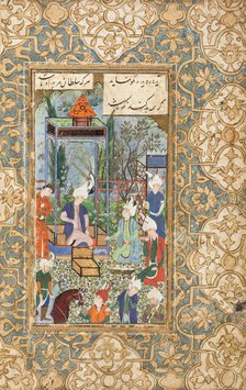 Khusraw Receiving his Captured Brother, page from a manuscript of the Khamsa, 16th century. Creator: Unknown.