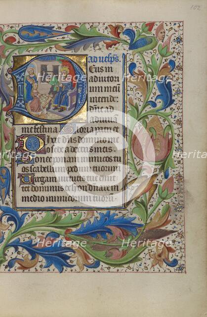 Initial D: The Judgement of Solomon; Book of Hours, about 1450-1455. Creator: Master of the Lee Hours.