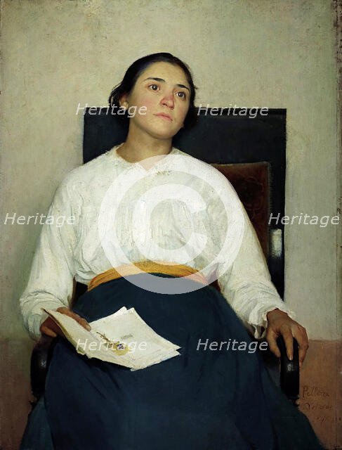 Painful memory (Portrait of Santina Negri), 1889. Creator: Pellizza da Volpedo, Giuseppe (1868-1907).
