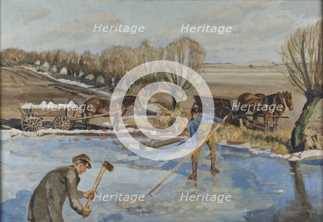 Farmhands fetching Ice, 1927. Creator: Fritz Syberg.