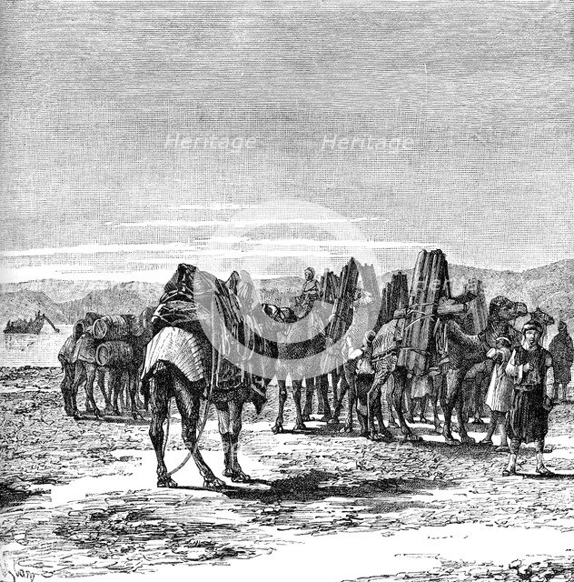 A caravan on the banks of the Euphrates, 1895. Artist: Unknown