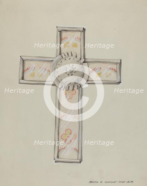 Tin & Wall Paper Cross, c. 1937. Creator: Majel G. Claflin.