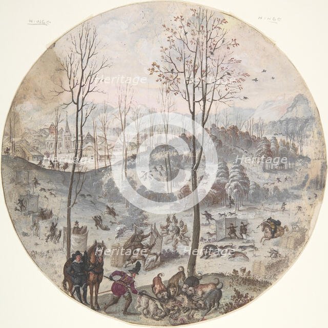 A Boar Hunt, 17th century. Creator: Anon.