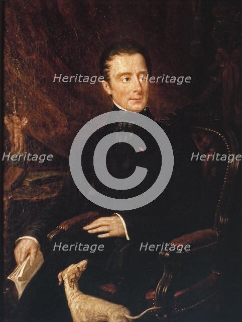 Portrait of Alphonse de Lamartine (1790-1869), poet and politician, c1840. Creator: Elisa de Lamartine.