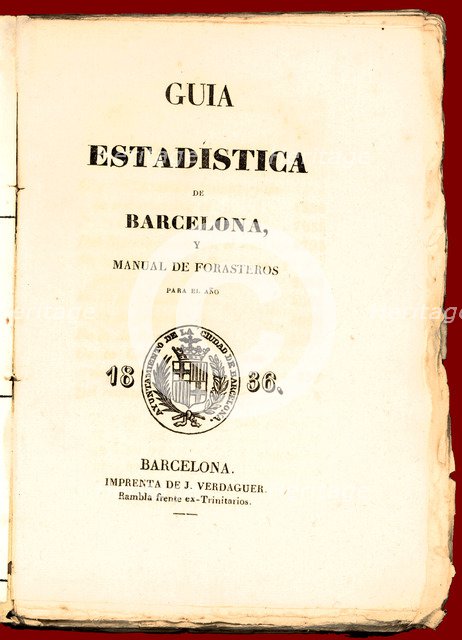 Statistical guide of Barcelona and manual of foreigners for 1836.