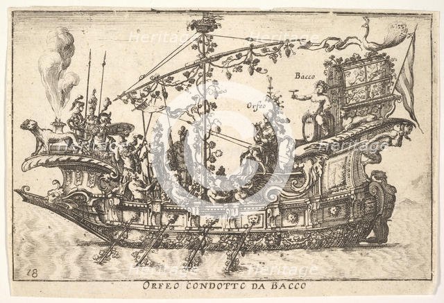 Plate 18: Orpheus led by Bacchus (Orfeo condotto da Bacco), from the series 'The magnifice..., 1664. Creator: Unknown.