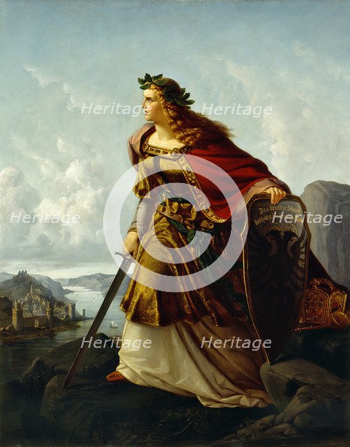 Germania at the Watch on the Rhine. Artist: Clasen, Lorenz (1812-1899)