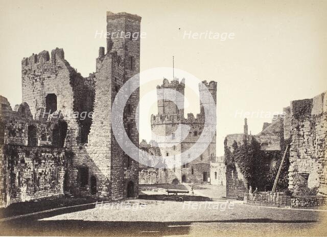 Carnarvon Castle, Interior, Looking Towards The Eagle Tower, Printed 1860 circa. Creator: Francis Bedford.