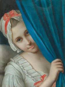 Girl peeking out from behind a curtain. Creator: Rotari, Pietro Antonio (1707-1762).
