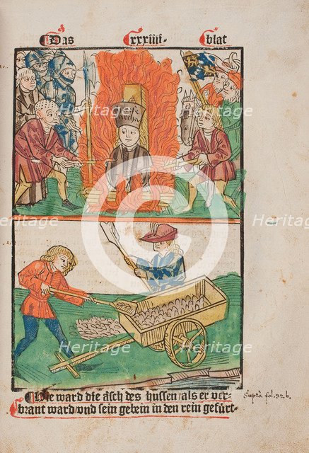 Jan Hus burned at the stake, and his ashes thrown into the Rhine. (Illustration from the Richental's