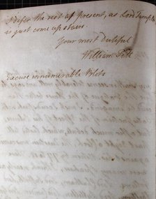 Letter from William Pitt, 1770s. Creator: William Pitt the Younger.