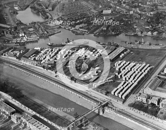 Timber yards at Baltic Wharf, Canada Wharf and Cumberland Wharf, Bristol, 1921. Artist: Aerofilms.