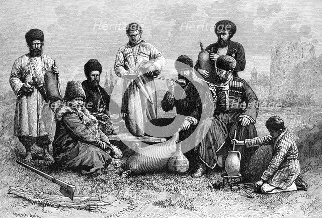 Georgian men, 1895.Artist: Armand Kohl