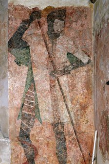 Wall painting of St George in the chapel, Farleigh Hungerford Castle, Somerset, c2007. Artists: Paul Highnam, St George.