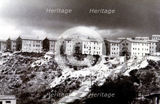 View of the '408 homes' in the neighborhood of El Polvorín of Barcelona, built to house the immig…