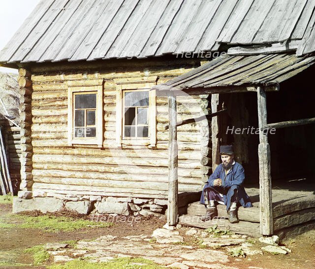 Bashkir near his house, Ekhia, 1910. Creator: Sergey Mikhaylovich Prokudin-Gorsky.