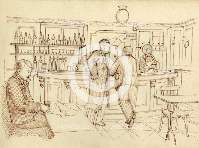 Cafe scene, Paris, France, c1951.  Creator: Shirley Markham.