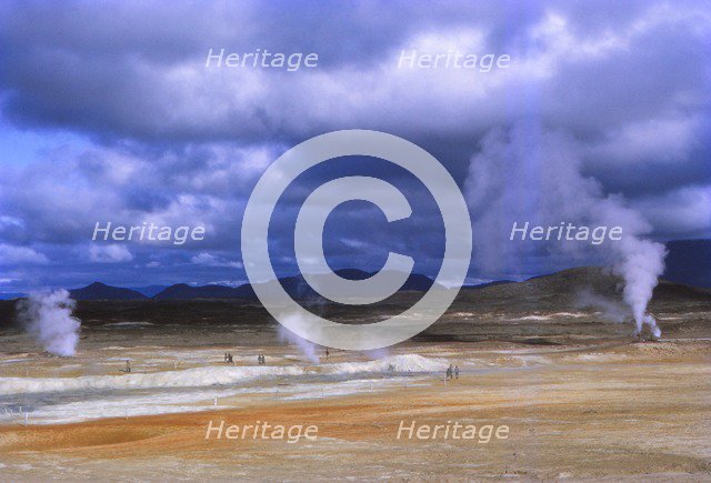 Hot springs at Namaskard near Myvatn, Iceland, 20th century. Artist: CM Dixon.