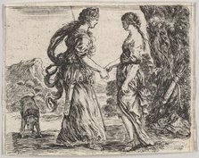 Jupiter and Calisto, from 'Game of Mythology' (Jeu de la Mythologie), 1644. Creator: Stefano della Bella.