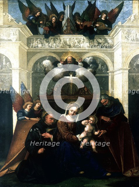 'Holy Family with Saint Nicholas of Tolentino', 1515-1530. Artist: Lodovico Mazzolini