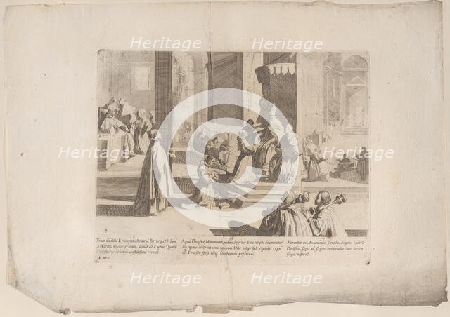 Episode 16: Saint Bernardino before Pope Martin V; Episode 17: An ecumenical council me..., 1610-39. Creator: Bernardino Capitelli.