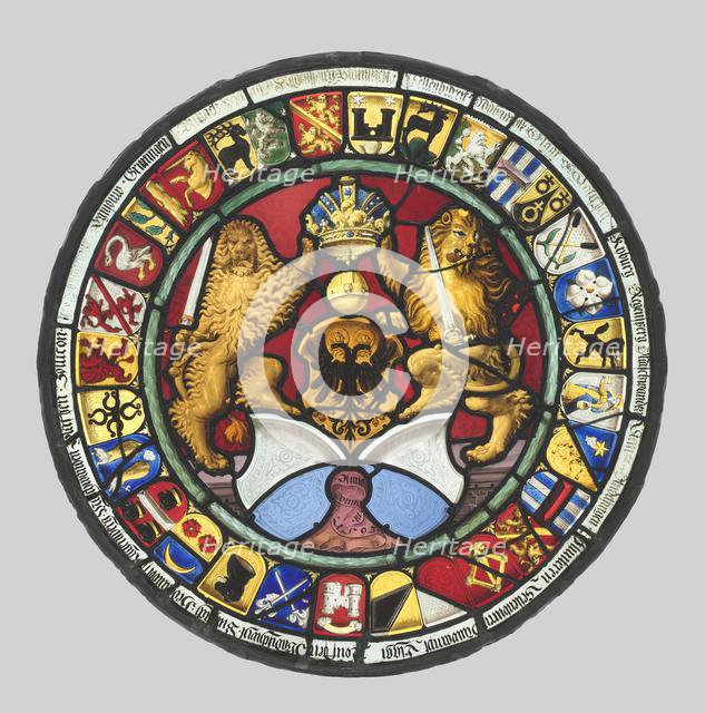 Heraldic Roundel with Arms of the Canton of Zürich, 1593. Creator: Hans Rütter (Swiss, 1550-1610), workshop of.