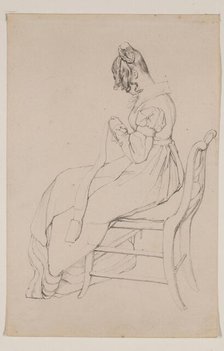 Young Woman Sewing, between 1800 and 1850. Creator: Unknown.