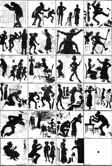 Six shadow charades drawn by H. Furniss - the answers next week, 1881. Creator: Unknown.