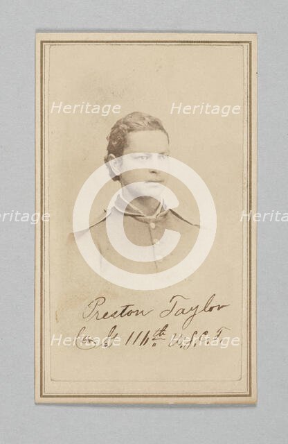 Carte-de-visite of Preston Taylor as a drummer with the 116th USCT, ca. 1866. Creator: Louis Isaac Prince.