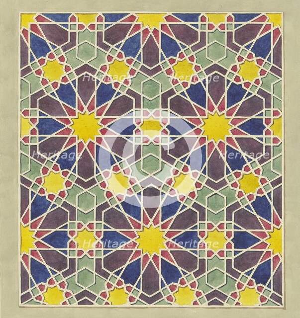 Painted wooden paneling from a mosque in Cairo, 1829-1830. Creator: Friedrich Maximilian Hessemer.