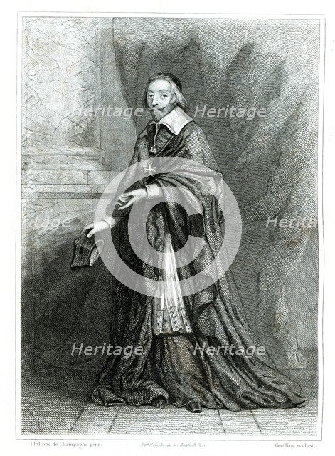 Cardinal Armand Richelieu (1582-1642), French statesman and Prime Minister, engraving from 1853.