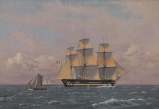 The 84-Gun Danish Warship "Dronning Marie" in the Sound, 1834. Creator: CW Eckersberg.