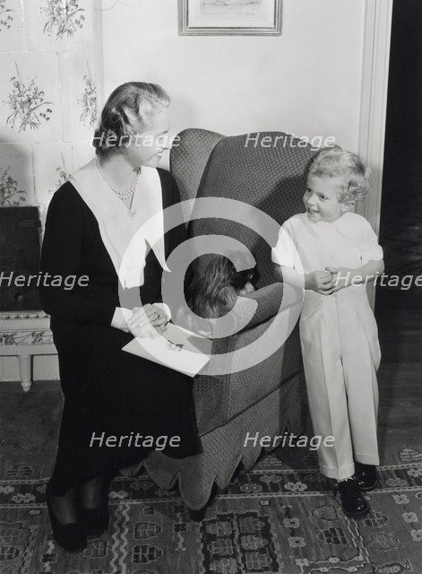 Crown Prince Carl Gustaf and his mother Princess Sibylla at Haga Castle, 1950. Artist: Unknown