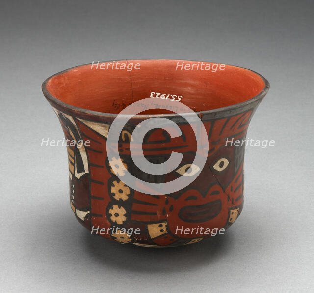 Bowl Depicting Costumed Ritual Figure Holding Staff, 180 B.C./A.D. 500. Creator: Unknown.