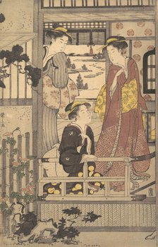 Three Women on a Veranda, 1756-1829. Creator: Hosoda Eishi.