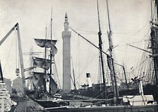 'Grimsby - View of the Docks, with the Hydraulic Tower', 1895. Artist: Unknown.
