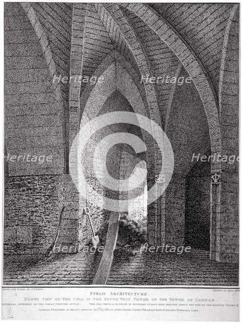 North view of the cell in the south-west tower of the Tower of London, 1802. Artist: John Thomas Smith