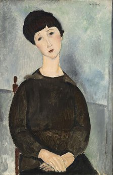 Black Hair or Young brown-haired girl sitting. Creator: Modigliani, Amedeo (1884-1920).