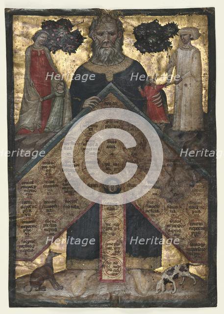 Leaf from a Volume of Johannes Andrea's "Lectura super arboris consanguinitatis..., c. 1331. Creator: Master of the Register of 1328 (Italian).