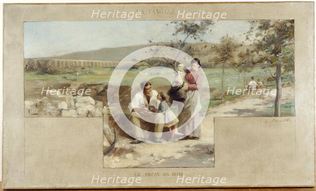 Esquisse pour la mairie d'Arcueil-Cachan : La famille - le repas de midi, 1888. Creator: Alfred Henri Bramtot.