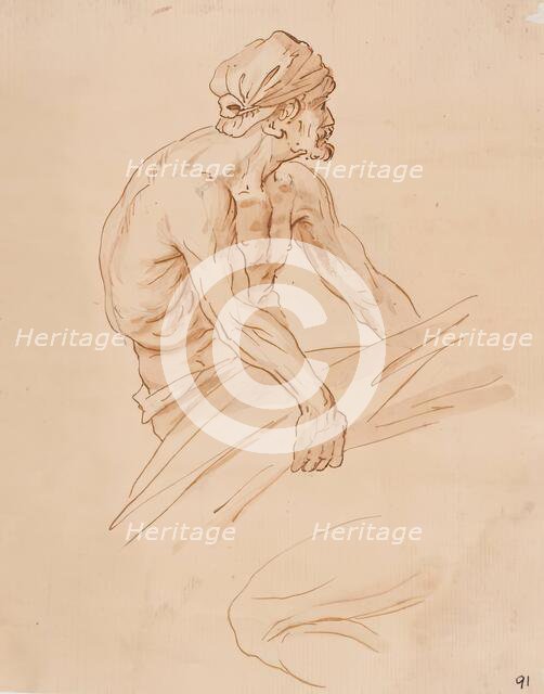 Bearded Male Figure, c1763-1800. Creator: William Williams.