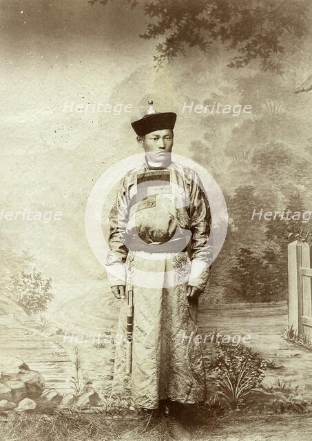 Buryat in national festive costume, 1895-1939. Creator: L Veniukov.