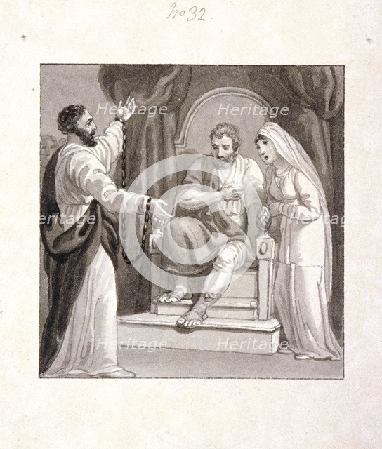 'St Paul before the Governor of Caesarea, Felix, and his Wife, Drusilla', c1810-1844.  Artist: Henry Corbould 