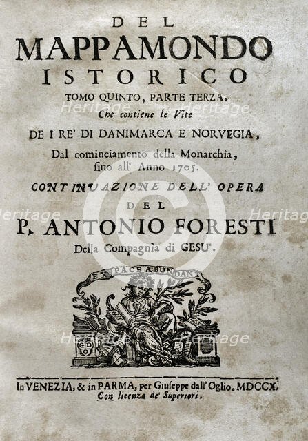 "Mappamondo Istorico", Volume V, Part III: Life of the kings of Denmark and Norway..., 1710. Creator: Antonio Foresti.