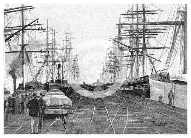 Port of Melbourne, Victoria, Australia, 1886.Artist: W Mollier