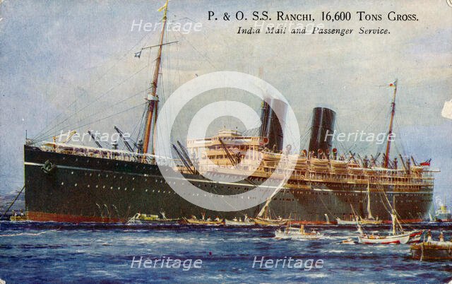 P. & O. S.S. Ranchi, 16,600 Tons Gross, India Mail and Passenger Service, 1934. Creator: Unknown.