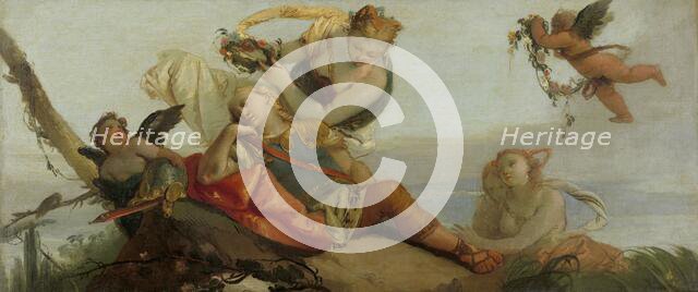 The Sleeping Rinaldo Crowned with Flowers by Armida (formerly entitled Sleeping Mars), 1750-1780. Creator: Francesco Zugno.