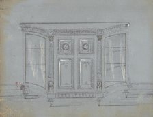 Design for a Cabinet with Glass Side Doors and Porcelain Plaques, 19th century. Creator: Anon.