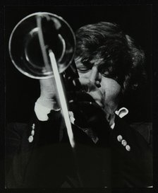 American trumpeter player Bobby Shew playing at the Forum Theatre, Hatfield, Hertfordshire, 1980. Artist: Denis Williams