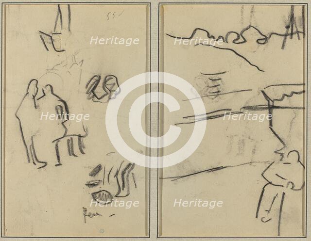 Group of Human Forms; A Man Seated [recto], 1884-1888. Creator: Paul Gauguin.